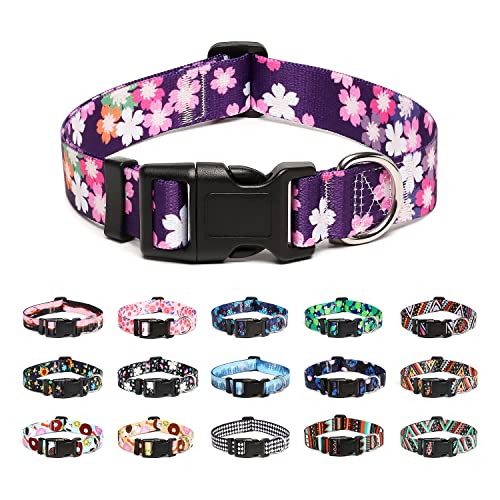 Mercano Adjustable Dog Collar - Special Design Patterns, Soft Nylon Comfortable Sturdy Pet Collar for Small Medium Large Dogs (XS, Floral Pink) - color: Floral Pink, size: Extra Small