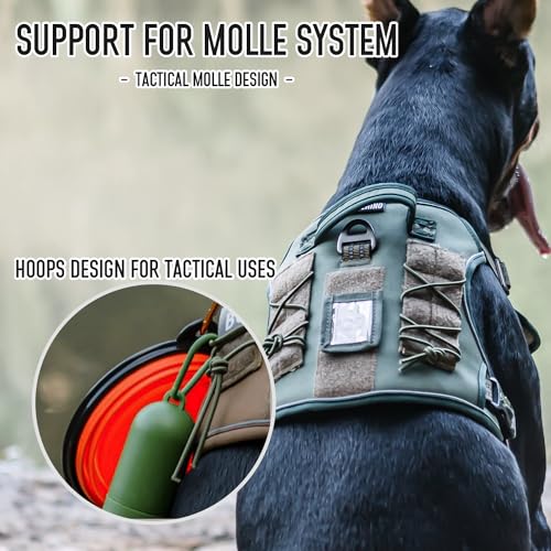 Tactical Dog Harness for Medium & Large Dogs, Green Adjustable No-Pull Control with Handle, Heavy Duty Reflective Vest - Size M - color: Army Green, size: Medium