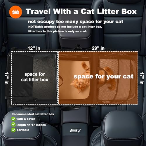 pidipiti 25''(L) x 17''(W) x 17''(H) Extra-Large Expandable cat Carrier for Long Distance car Travel,for 1 Extra-Large cat / 2 Large Cats / 3 Small-Medium Cats up to 35 lbs(Black) - size: Extra-Large(expandable)