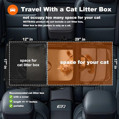 pidipiti 25''(L) x 17''(W) x 17''(H) Extra-Large Expandable cat Carrier for Long Distance car Travel,for 1 Extra-Large cat / 2 Large Cats / 3 Small-Medium Cats up to 35 lbs(Black) - size: Extra-Large(expandable)