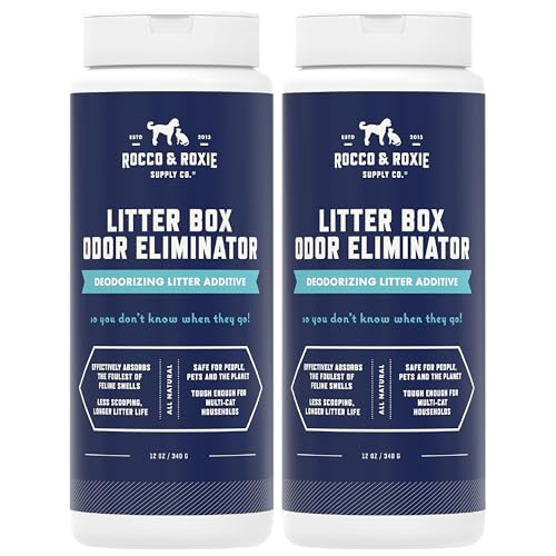Rocco & Roxie Litter Box Odor Eliminator, Best Natural Urine Deodorizer for Cat Litter Boxes Cats Smell Control, Odor Absorber, Safe for Kitty, 12 oz pack of 2 - size: 12 Ounce (Pack of 2)