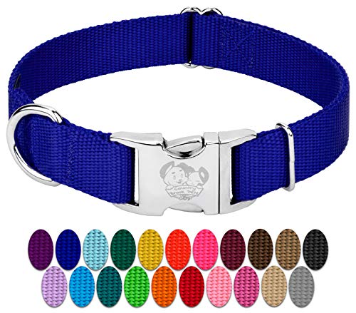 Country Brook Petz - Premium Nylon Dog Collar with Metal Buckle for Small Medium Large Breeds - 10+ Cool Colors (Small, 3/4 Inch, Bright Royal Blue) - color: Bright Royal Blue, size: Small (Pack of 1)