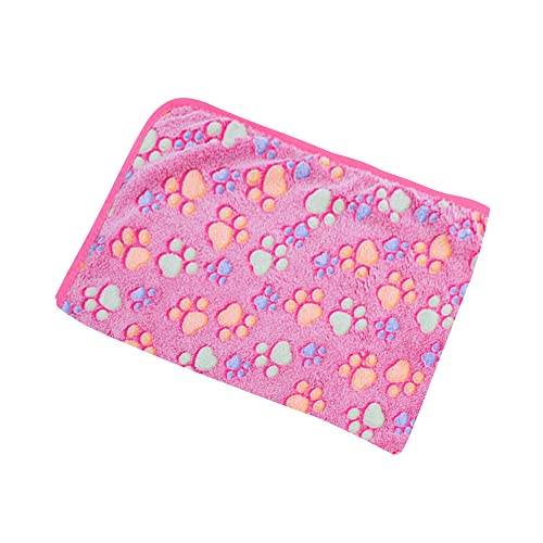 Doovid Pet Blanket Soft Fluffy Fleece Pet Mat Doggy Flannel Blanket Dog Cat Cute Paw Print Pet Blankets Pink Paw Medium(30''*20'') - color: Pink Paw, size: Medium(30''*20'')