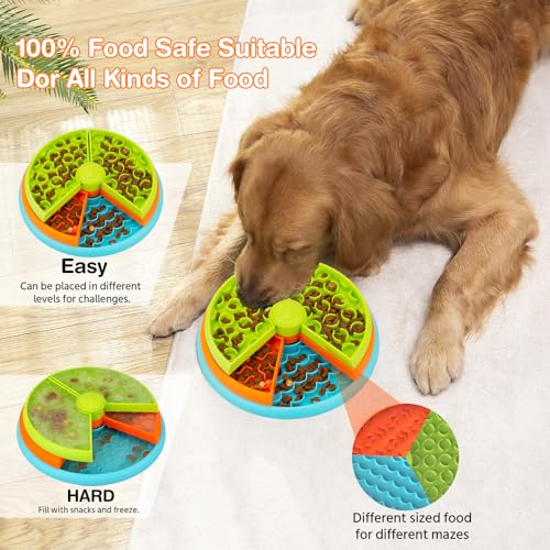 Slow Feeder Dog Bowl 3 Levels, Reduces Boredom and Anxiety, Non-Slip Interactive Puzzle Feeder, Suitable for Small/Medium/Larger Dogs - color: Orange