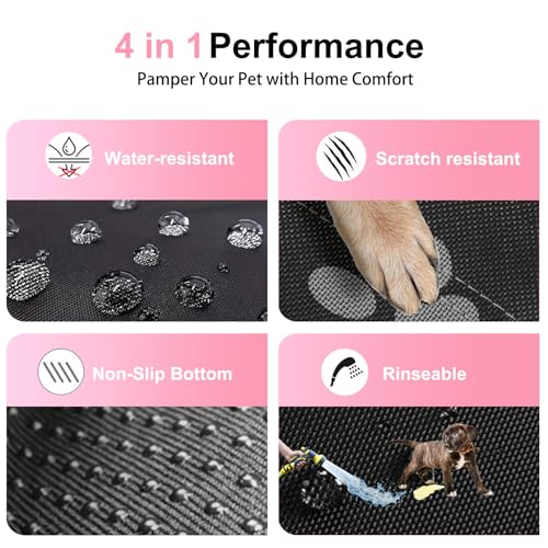 Dog Playpen Bottom Pad Mat for 36" 4-Panel Playpens - Scratch & Chew-Resistant Puppy Pen Floor Mat with Hook & Loop Fasteners, Waterproof & Leakproof, Non-Slip (Playpen Not Included) (PureBlack) - color: PureBlack