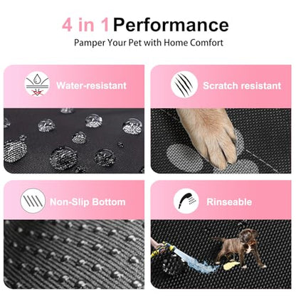 Dog Playpen Bottom Pad Mat for 36" 4-Panel Playpens - Scratch & Chew-Resistant Puppy Pen Floor Mat with Hook & Loop Fasteners, Waterproof & Leakproof, Non-Slip (Playpen Not Included) (PureBlack) - color: PureBlack