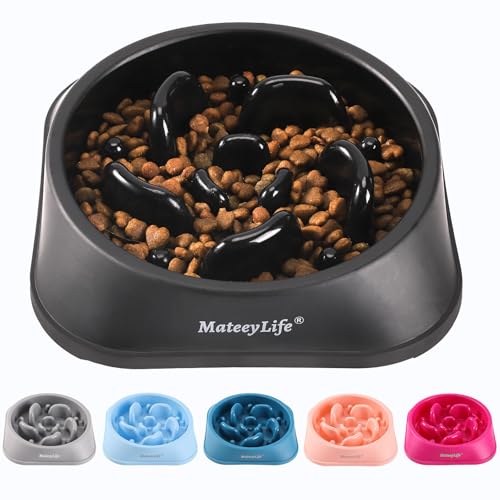 MateeyLife Slow Feeder Dog Bowls, Anti-Choking Puzzle Dog Food Bowls, Anti-Slip Interactive Feeding Slow Down Eating, Bloat Stop Maze Dishes for Medium Large Breeds Black - color: H-Black, size: Medium