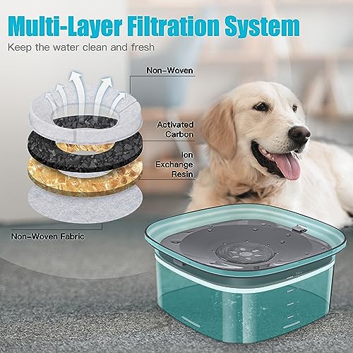 UPSKY 4L Dog Water Bowl 135oz No Spill Dog Bowl Extra Large Capacity Slow Drinking Water Feeder, Splash Proof Pet Water Dispenser Vehicle Carried Travel Water Floating Bowl for Dogs, Cats - color: L-Green, size: 4 L