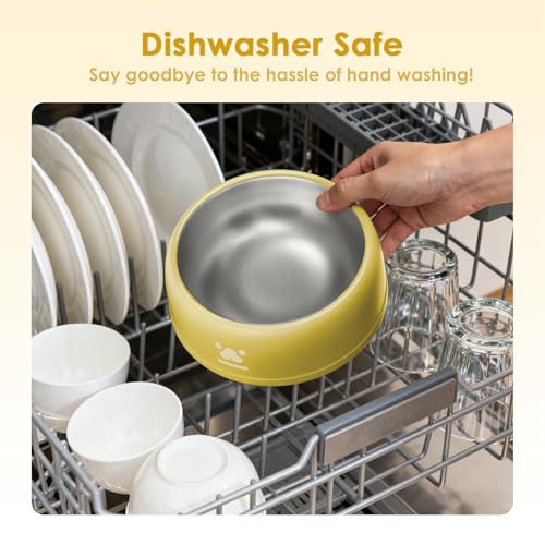 PAWGETHER® Stainless Steel Dog Bowls, Dog Food and Water Bowl Non-Slip Easy to Clean Dishwasher Safe for Puppy Small Medium Dogs Cats Yellow 34oz - color: Yellow (34oz)