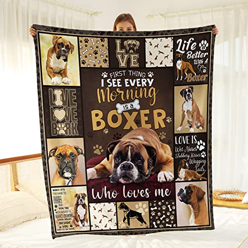 Tupmnbry Boxer Dog Blanket Cute Puppy Throw Blanket Super Soft Flannel Throw Blanket Lightweight Fluffy Plush Fuzzy Bed Blanket for Cute Pet 60"X80" - color: Boxer, size: 60"X80"