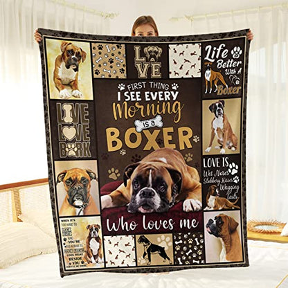 Tupmnbry Boxer Dog Blanket Cute Puppy Throw Blanket Super Soft Flannel Throw Blanket Lightweight Fluffy Plush Fuzzy Bed Blanket for Cute Pet 60"X80" - color: Boxer, size: 60"X80"