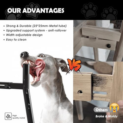 SHAINFUN Adjustable Dog Bowl Stand, Tall Elevated Feeder for 7-10.6" Bowls, Metal Single Raised Holder, 11" Tall (Bowl Not Included) - color: Black-HM, size: Height: 11", Width: 7-10.6"