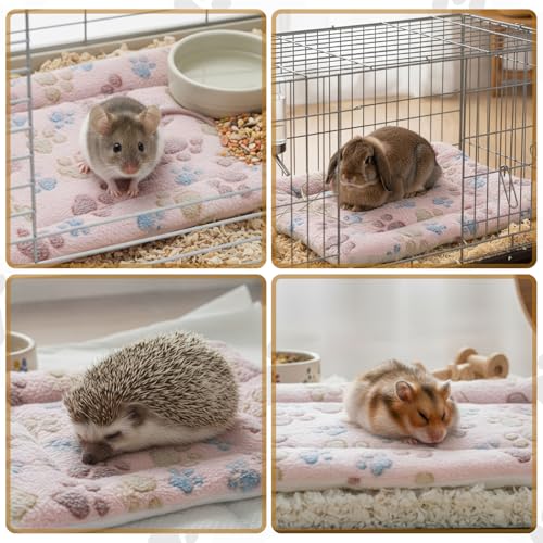 Tuanse 4 Pack Ultra Soft Dog Cat Bed Mat Small Animal Guinea Pig Bed with Cute Print Reversible Fleece Dog Crate Kennel Pad Cozy Washable Thickened Hamster Pet Beds Mat(13 x 10 Inches,Light Brown) - color: as shown on the picture, size: 13 x 10 Inches