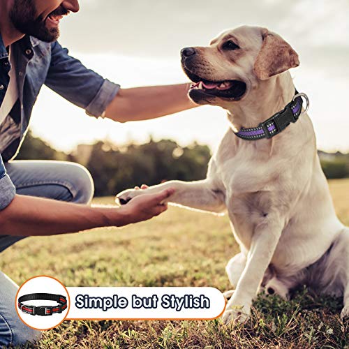 Weewooday 3 Pieces Reflective Dog Collar Nylon Adjustable Quick Release Pet Collars for Dogs(Large) - size: Large