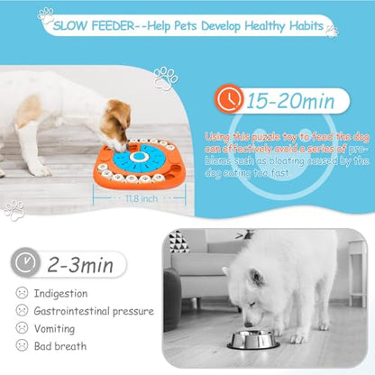 FOXMM Dog Puzzle Toys,Interactive Treat Puzzle Dog Toy for IQ Training & Mental Stimulating,Treat Puzzle Dispensing with Squeaky Design for Large Medium Small Smart Dogs - style: M-Level 3（Orange）
