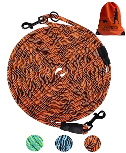 Long Dog Leash 16FT/20FT/30FT/50FT Recall Dog Training Rope Leash, Heavy Duty Dog Lead Tie-Out Check Cord for Large Medium Small Dogs Playing, Camping, or Backyard - color: Orange, size: 20FT