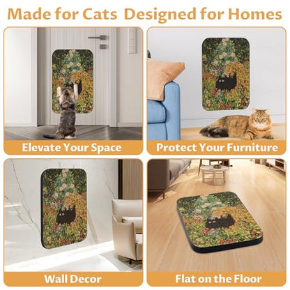 Art Cat Scratcher, Wall-Mountable Cat Scratching Board, Cat Wall Scratcher 16.7x11x1 Inch Cat Scratch Pad and Cat Scratchers for Indoor Cats Toy Furniture Protector（Flower Garden） - color: Flower Garden