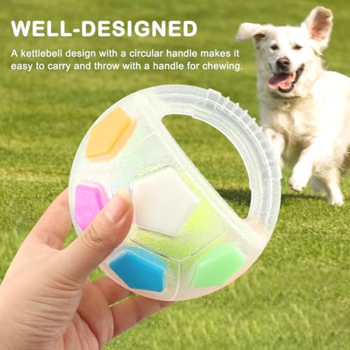 Dog Calming Ball with Handle Pet Dog Football Shape Toy Squeaky Floating Rubber Ball Floating Fetch Balls for Anxiety Relief in Small Medium Large Dogs(Color:White) - color: White
