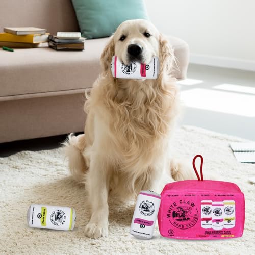 Puppy Plush Squeaky Hide-and-Seek Toy, Funny Imitation Wine Bottle Pattern, Three Miniature Toys and Activity House Combination Set Suitable for Small, Medium and Large Dog Birthday Gifts Rose