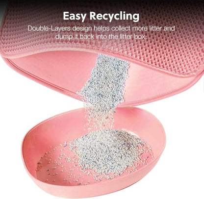 WePet Cat Litter Mat, Kitty Litter Trapping Mat, Honeycomb Double Layer Mats, No Phthalate, Urine Waterproof, Easy Clean, Scatter Control, Catcher Litter Tray Box Rug Carpet - color: #13 Blossom Pink