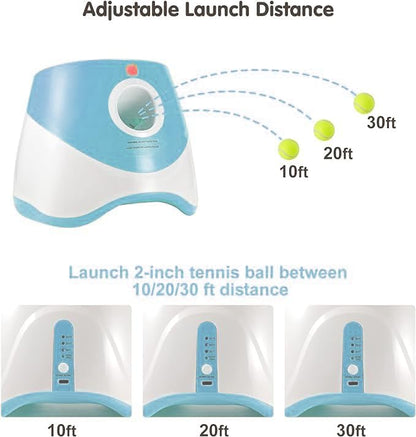 MEKAPLE Automatic Dog Ball Launcher, Dog Ball Thrower Machine with 10-30Ft 3 Launching Distance, Interactive Toys for Small Dogs Indoor & Outdoor with 15 Mini Tennis Balls (2 inch) -Blue - color: Blue