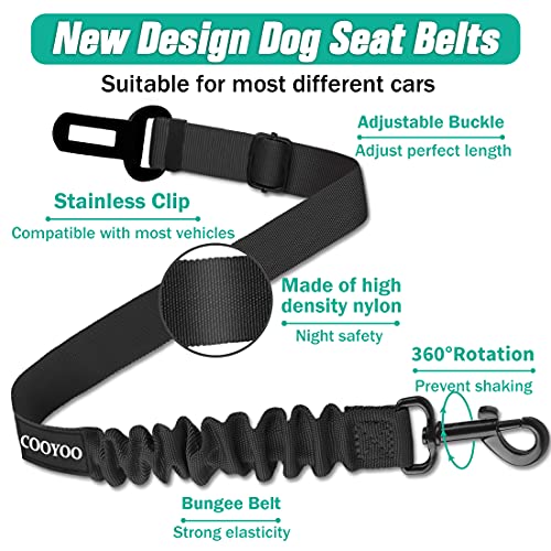 Dog Seat Belt,Retractable Dog Car Harness Seat Belt for Car Adjustable Nylon Pet Safety Seat Belts Heavy Duty & Elastic Bungee Buffer - color: 04-Black