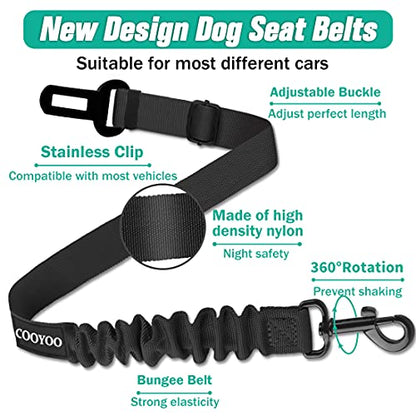Dog Seat Belt,Retractable Dog Car Harness Seat Belt for Car Adjustable Nylon Pet Safety Seat Belts Heavy Duty & Elastic Bungee Buffer - color: 04-Black