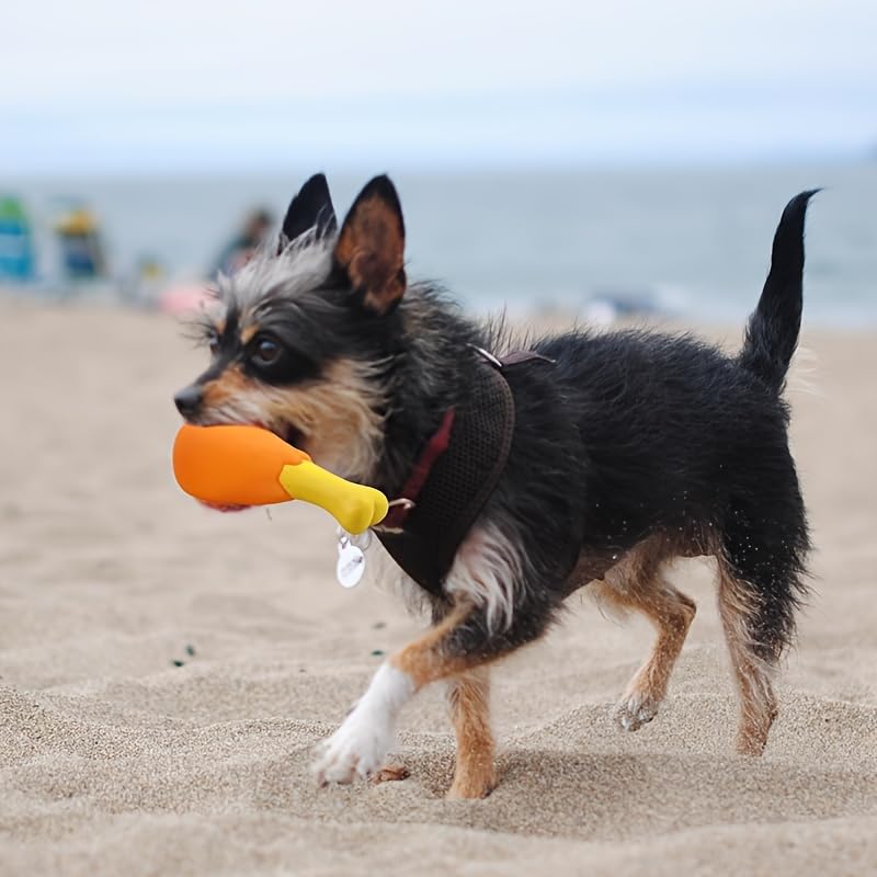 1 Pack Squeaky Chew Toy for Dogs Interactive Silicone Chicken Leg with Bite Force Resistance Durable Puppy Teething Toy (Orange) - color: B