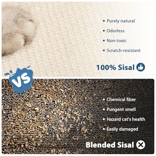 2-in-1 Cat Scratching Post and Pad, 28" Natural Sisal Cat Scratcher for Indoor Cats, Solid Wood Base with Interactive Spring Toy & Dangling Ball, Space-Saving for Indoor Adults Cats - size: 28 inches