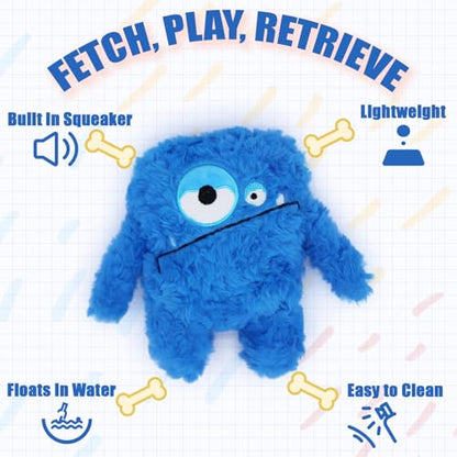 Plush Squeaky Dog Toy, Crinkle Stuffed Dog Toy Keep Them Busy Tug of War Birthday Dog Chew Toy for Small Medium Large Dogs (Blue) - color: Blue