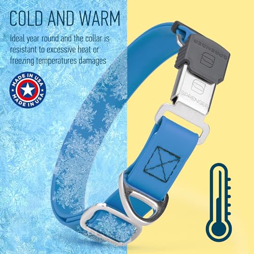Biothane Waterproof Durable Dog Collar with Herm Sprenger - Quick Release ClicLock Buckle - Fits Medium and Large Dogs - Made in USA (Cerulean Blue, W 1" x L 15"-25") - color: Cerulean Blue, size: W 1" x L 15"-25"