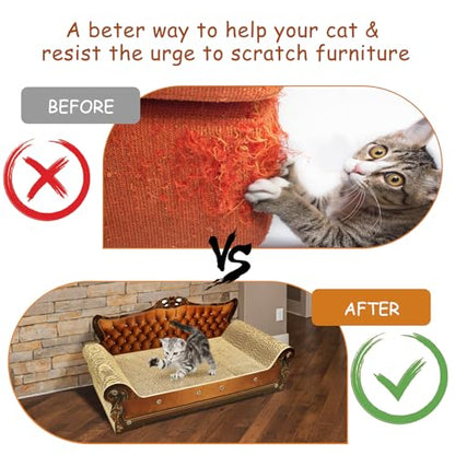Luxury Cardboard Cat Scratcher Sofa Bed, Couch Shaped Scratching Board, Scratch Lounge with Catnip, Cat Scratcher for Indoor Cats Large Brown - color: Brown Lounge