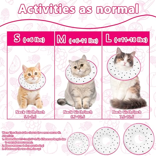 Cat Cone Collar Soft, Adjustable Cat Recovery Cone to Stop Licking, Cute Kitten Donut Collar After Surgery, Elizabethan Collars for Kittens, Lightweight Cats Neck Cones (Dragonfruit, Large) - color: Dragonfruit, size: Large