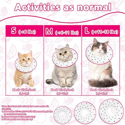 Cat Cone Collar Soft, Adjustable Cat Recovery Cone to Stop Licking, Cute Kitten Donut Collar After Surgery, Elizabethan Collars for Kittens, Lightweight Cats Neck Cones (Dragonfruit, Large) - color: Dragonfruit, size: Large