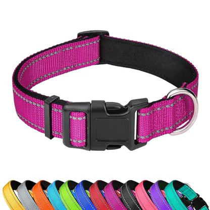 Reflective Dog Collar, Adjustable Soft Neoprene Padded Nylon Pet Collars with Buckle for Puppy and Small Dogs, Cats,Rose Red,XS - color: Rose Red, size: X-Small