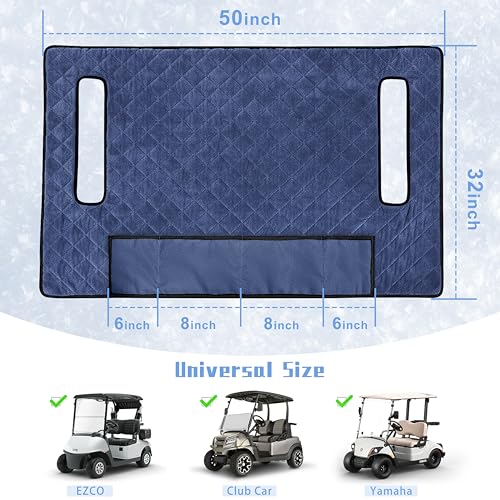 Golf Cart Seat Covers with 4 Front Pockets, Thick Seat Towel Blanket with Non-Slip Backing, Fits EZGO, Club Car, Yamaha and More 2 & 4 Passenger Golf Carts, Navy Blue - color: Navy Blue