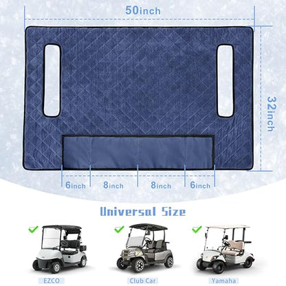 Golf Cart Seat Covers with 4 Front Pockets, Thick Seat Towel Blanket with Non-Slip Backing, Fits EZGO, Club Car, Yamaha and More 2 & 4 Passenger Golf Carts, Navy Blue - color: Navy Blue