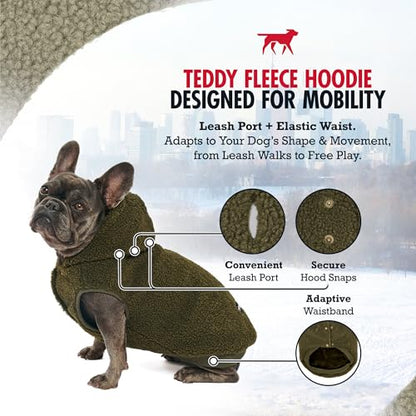 Tuff Pupper Fleece Dog Hoodie Sweater | Teddy Sherpa Outer & Soft Polar Fleece Lining | Adjustable Fit Winter Coat with Hood, Leash Hole, Ribbed Cuffs | For Small Medium Large XL XXL Dogs (Olive, XXL) - color: Olive, size: 80-115 lbs (XX-Large)
