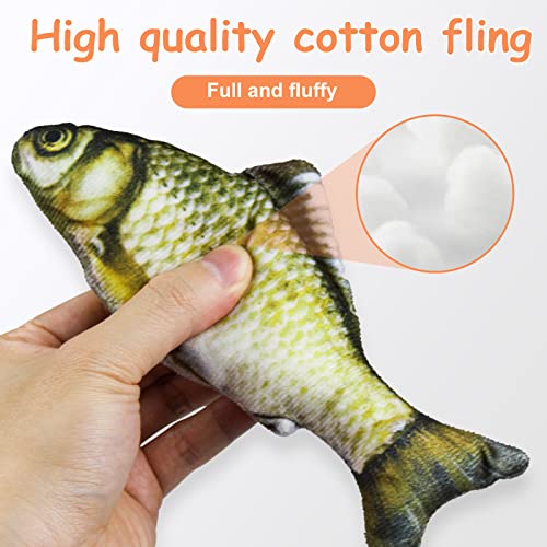 Andiker Cat Interactive Toys (3Pcs), Cotton Filled Catnip Fish-Shaped Toys for Indoor Cats, Cat Toy Set for All Breed Sizes