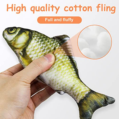 Andiker Cat Interactive Toys (3Pcs), Cotton Filled Catnip Fish-Shaped Toys for Indoor Cats, Cat Toy Set for All Breed Sizes