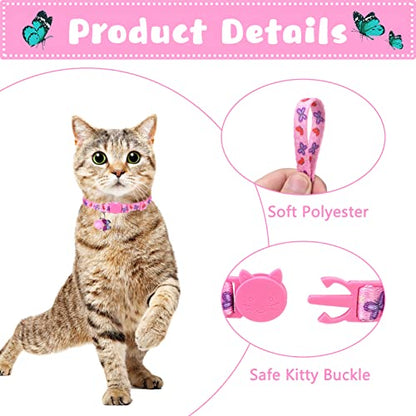 Breakaway Cat Collars with Bell & Cute Pendants, 3 Pack Safety Buckle Kitten Collars, Adjustable Pet Collar Ideal for Girl Boy Cats Puppy - color: Style A - Vitality