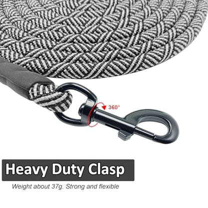 Heavy Duty Rope Dog Leash, 3/4/5/6/7/8/10/12/15/20/30 FT Long Dog Lead Nylon Pet Leash, Soft Padded Handle Thick Lead Training Leashes for Large Medium Dogs (15ft * 1/2", Black) - color: black, size: 1/2" * 15'