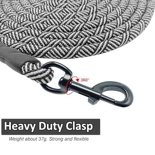 30ft Long Rope Dog Leash, 3/4/5/6/7/8/10/12/15/20/30FT Lengths Dog Lead Nylon Pet Leash, Soft Padded Handle Thick Lead Training Leashes for Large Medium Dogs (30ft * 1/2", Black) - color: black, size: 1/2" * 30'
