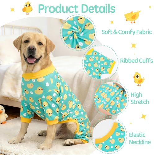 XPUDAC 4 Pieces Dog Pajamas for Large Dogs Pjs Clothes Puppy Onesies for Doggie Duck Shirts Sleeper for Pet Cats Jammies-5XL - size: 5X-Large(Chest-31.9" Back-23.6" Neck-19.3")