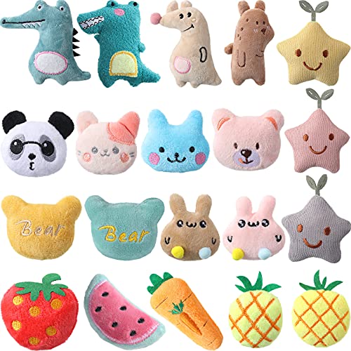 Gejoy 20 Pack Catnip Toys for Indoor Cat Plush Kitten Cat Chew Toys Catnip Kitten Entertaining Interactive Safe Teeth Cleaning Dolls(Lovely) - style: Lovely