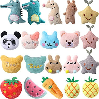 Gejoy 20 Pack Catnip Toys for Indoor Cat Plush Kitten Cat Chew Toys Catnip Kitten Entertaining Interactive Safe Teeth Cleaning Dolls(Lovely) - style: Lovely