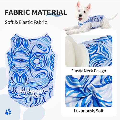 Dog Shirt, Cooling Vest Lightweight Breathable, Dog T-Shirts All-Season Sun Protection Quick Dry Soft Stretchy Reflective Tank Top - Small Medium Large Dogs (Blue Wave, Large) - color: Blue Wave, size: Large (44-55lbs)