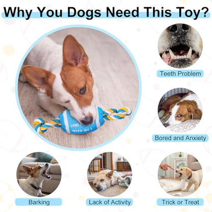 BEAUTYZOO Floating Dog Pool Toys for Small/Medium Dogs - Durable Chew-Resistant Squeaky Water Dog Toy with Rope, Interactive Fetch & Tug of War, Summer Swimming Beach Play (Oxford Fabric) - color: Blue