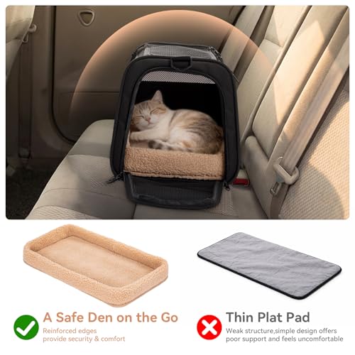 PETSFIT Soft-Sided Cat Carrier with Patented Safety Buckles, Lockable Zippers & Safety Tether,Escape-Resistant Travel Pet Carrier for Car Rides & Vet Visits, Airline Approved Under-Seat, Up to 12 lbs - color: Black, size: Medium
