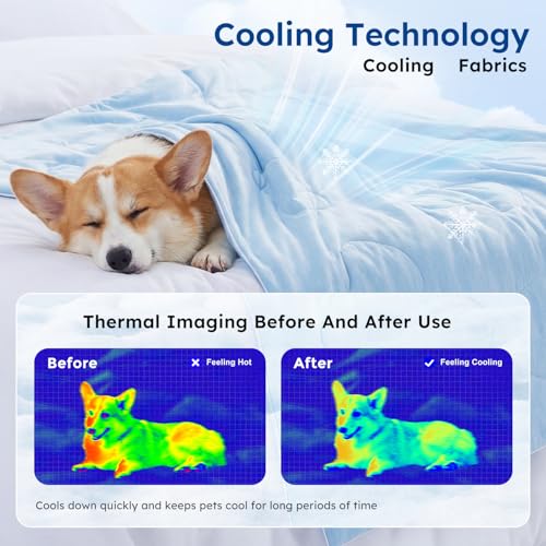 ZOMISIA Cooling Blanket for Large Dogs - High Cold Washable Pet Mat, Travel Soft Dog Summer Essentials, Khaki, 40"x50" - color: Khaki, size: L(40x50")